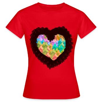 Natur Naturliebhaber Herz Tannen Bäume Wald - Frauen T-Shirt - Rot - Vorne - AI Model Female 172 dark (172cm)