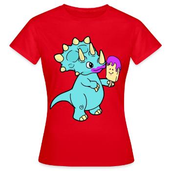 Dino Hunger Ice Fantasy Enfants Bébé - T-shirt Femme - rouge - Devant - AI Model Female 172 dark (172cm)