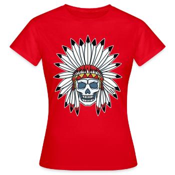 Cadeau de bijoux tête de mort indien tête de mort - T-shirt Femme - rouge - Devant - AI Model Female 172 dark (172cm)