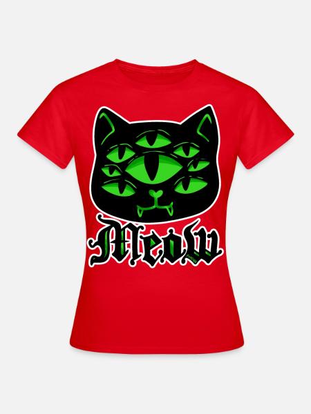 Cat Gothic Goth Halloween Spooky Meow Gift - Women's T-Shirt - red