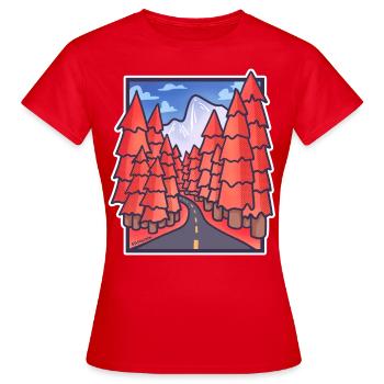 bel automne arbres nature forêt avenue route image - T-shirt Femme - rouge - Devant - AI Model Female 172 dark (172cm)
