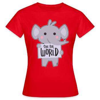Elephant demonstrates for environmental protection - Women's T-Shirt - red - Front - AI Model Female 172 dark (172cm)