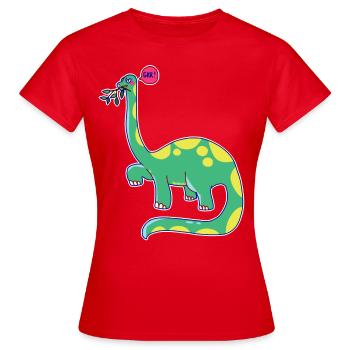 Dinosaurier hat schlechte Laune - Frauen T-Shirt - Rot - Vorne - AI Model Female 172 dark (172cm)