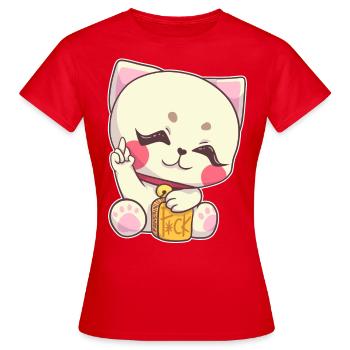 Katze Mittelfinger Stinkefinger Fuck You arrogant - Frauen T-Shirt - Rot - Vorne - AI Model Female 172 dark (172cm)
