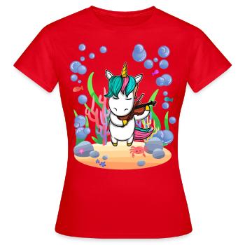 La licorne violon sous l’eau - T-shirt Femme - rouge - Devant - AI Model Female 172 dark (172cm)