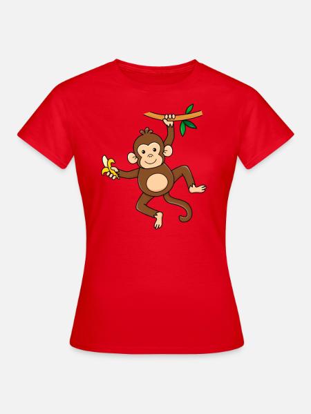 Affe mit Banane - Frauen T-Shirt - Rot