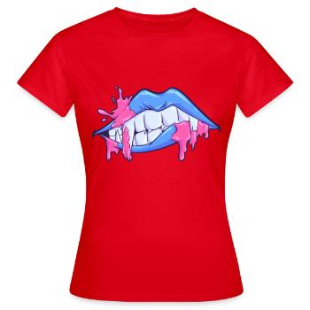 Masque visage bouche lèvres vampire - T-shirt Femme - rouge - Devant - AI Model Female 172 dark (172cm)