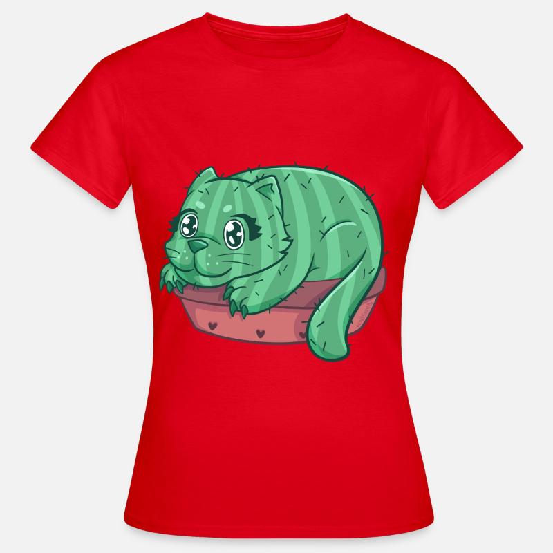 Catcus Katze Kaktus Kätzchen Stubentiger - Frauen T-Shirt - Rot