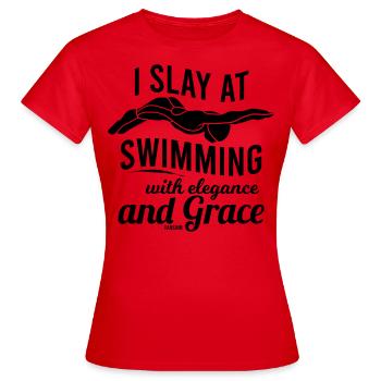 Piscine intérieure piscine extérieure lac natation - T-shirt Femme - rouge - Devant - AI Model Female 172 dark (172cm)