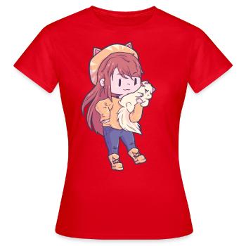 Amant de chat fille - T-shirt Femme - rouge - Devant - AI Model Female 172 dark (172cm)