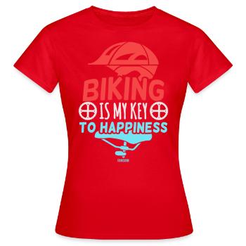 Biking Fahrrad Zweirad Mountainbike Sport - Frauen T-Shirt - Rot - Vorne - AI Model Female 172 dark (172cm)