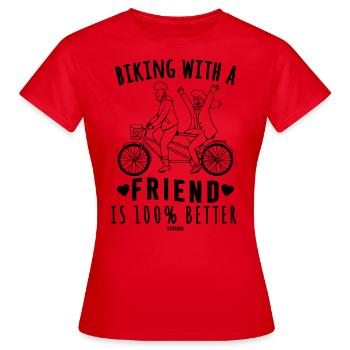 Balade à vélo avec les amis Promenade à vélo - T-shirt Femme - rouge - Devant - AI Model Female 172 dark (172cm)