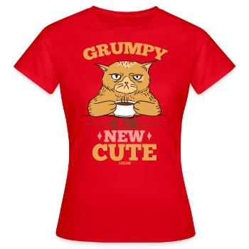 Katze Kaffee Katzendame Katzengesicht - Frauen T-Shirt - Rot - Vorne - AI Model Female 172 dark (172cm)