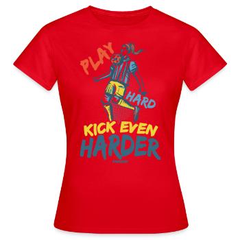 Fussball Mädchen Fussballmannschaft - Frauen T-Shirt - Rot - Vorne - AI Model Female 172 dark (172cm)