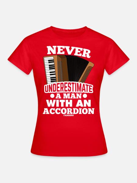 Opa spielt Akkordeon - Frauen T-Shirt - Rot