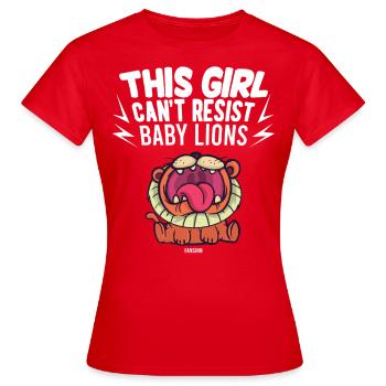 Löwe Mädchen Tierliebhaber - Frauen T-Shirt - Rot - Vorne - AI Model Female 172 dark (172cm)
