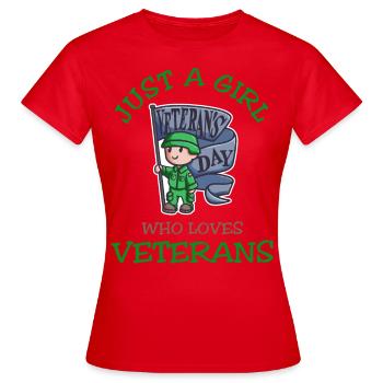 Juste une fille qui aime la Journée des anciens combattants - T-shirt Femme - rouge - Devant - AI Model Female 172 dark (172cm)
