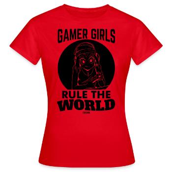 Girls Gaming Online Internet Gaming - Women's T-Shirt - red - Front - AI Model Female 172 dark (172cm)