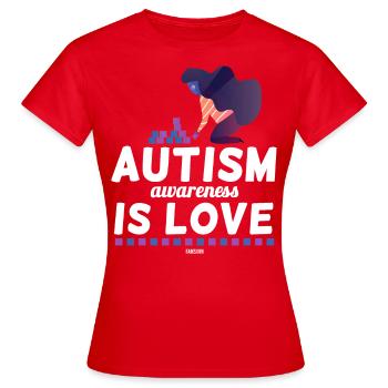 Sensibilisation à l’autisme - T-shirt Femme - rouge - Devant - AI Model Female 172 dark (172cm)