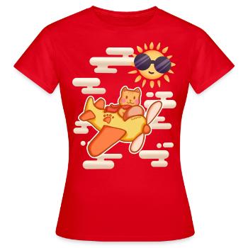 Pilote Cat Sky - T-shirt Femme - rouge - Devant - AI Model Female 172 dark (172cm)
