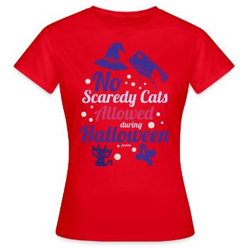 An Halloween sind keine ängstlichen Katzen erlaubt - Frauen T-Shirt - Rot - Vorne - AI Model Female 172 dark (172cm)