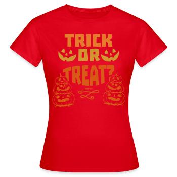 Truc ou friandise Halloween Citrouille Lanterne - T-shirt Femme - rouge - Devant - AI Model Female 172 dark (172cm)