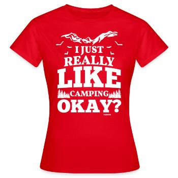 Camping Outdoor Camping Devise - T-shirt Femme - rouge - Devant - AI Model Female 172 dark (172cm)
