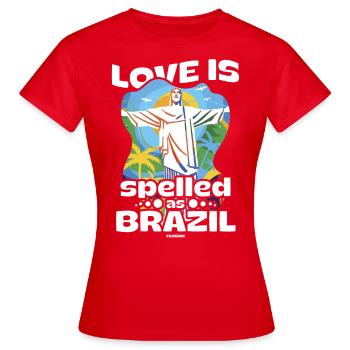 Brazil - Women's T-Shirt - red - Front - AI Model Female 172 dark (172cm)
