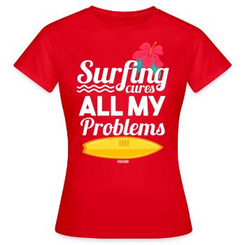 Surfbrett - Frauen T-Shirt - Rot - Vorne - AI Model Female 172 dark (172cm)