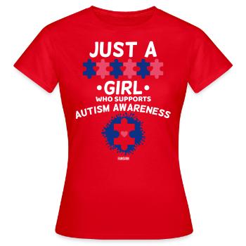 Autisme Filles Syndrome d’Asperger - T-shirt Femme - rouge - Devant - AI Model Female 172 dark (172cm)