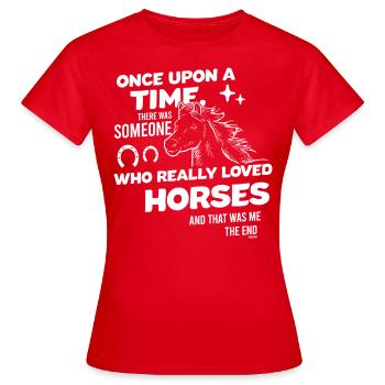 Pferd Pferdestall Reitverein lustiger Spruch - Frauen T-Shirt - Rot - Vorne - AI Model Female 172 dark (172cm)