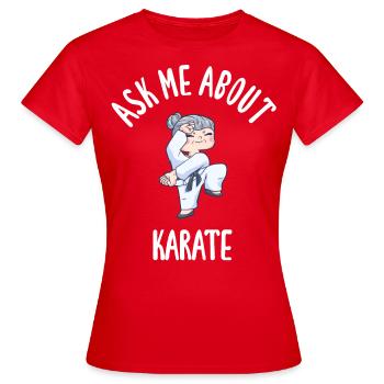 Posez-moi des questions sur le karaté - T-shirt Femme - rouge - Devant - AI Model Female 172 dark (172cm)