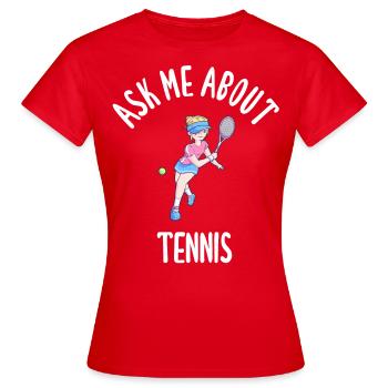Posez-moi des questions sur le tennis - T-shirt Femme - rouge - Devant - AI Model Female 172 dark (172cm)