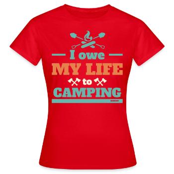 I dedicate my life to camping - Women's T-Shirt - red - Front - AI Model Female 172 dark (172cm)