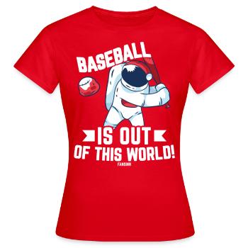 Baseballschläger Weltraum Komet Planet - Frauen T-Shirt - Rot - Vorne - AI Model Female 172 dark (172cm)
