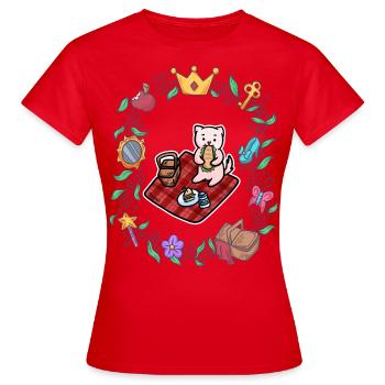 Katze Picknick Fairy Tale - Frauen T-Shirt - Rot - Vorne - AI Model Female 172 dark (172cm)