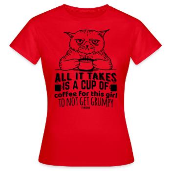 Kaffee Katze schlechte Laune - Frauen T-Shirt - Rot - Vorne - AI Model Female 172 dark (172cm)