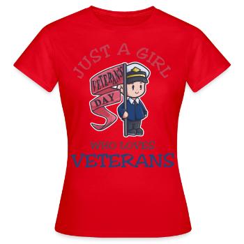 Juste une fille qui aime la Journée des anciens combattants - T-shirt Femme - rouge - Devant - AI Model Female 172 dark (172cm)