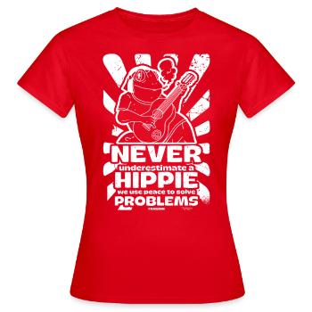 Hippie mit einer Gitarre - Frauen T-Shirt - Rot - Vorne - AI Model Female 172 dark (172cm)