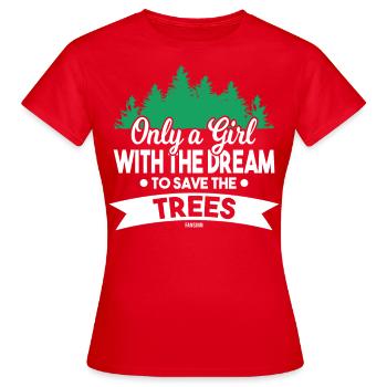 Wald Abenteuer Berge Bäume Naturschutz - Frauen T-Shirt - Rot - Vorne - AI Model Female 172 dark (172cm)