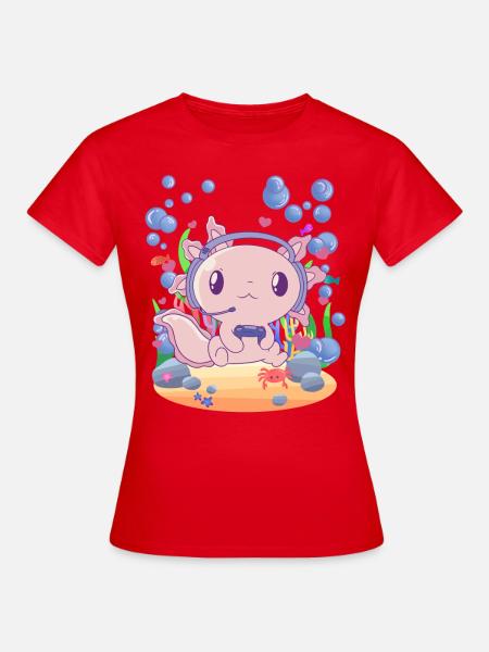 Axolotl zockt unter Wasser - Frauen T-Shirt - Rot