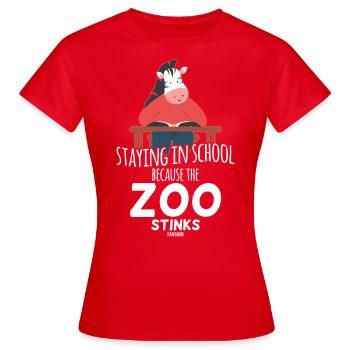 Zebra Schule lernen Streber Kind - Frauen T-Shirt - Rot - Vorne - AI Model Female 172 dark (172cm)