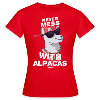 Never Mess With Alpacas - Women's T-Shirt - red - Front - AI Model Female 172 dark (172cm)