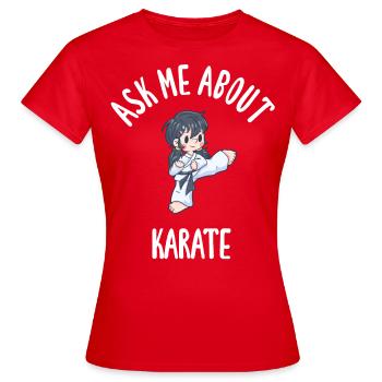 Posez-moi des questions sur le karaté - T-shirt Femme - rouge - Devant - AI Model Female 172 dark (172cm)