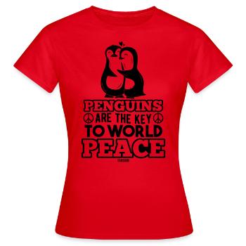 Penguin Friends Plongeons du pôle Sud - T-shirt Femme - rouge - Devant - AI Model Female 172 dark (172cm)