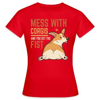 don't mess with corgis - Women's T-Shirt - red - Front - AI Model Female 172 dark (172cm)
