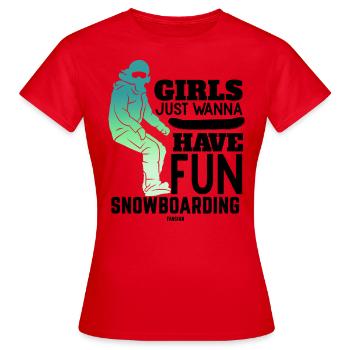 Snowboard Mädchen Frau Winterurlaub - Frauen T-Shirt - Rot - Vorne - AI Model Female 172 dark (172cm)