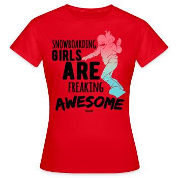 Snowboard - Frauen T-Shirt - Rot - Vorne - AI Model Female 172 dark (172cm)