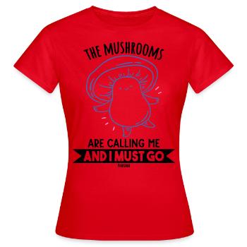 Champignon Röhrling Pilzpfanne Pilzsammler - Frauen T-Shirt - Rot - Vorne - AI Model Female 172 dark (172cm)