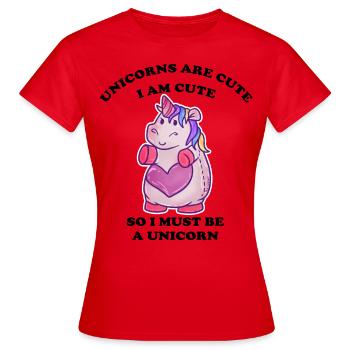 dickes kuscheliges Einhorn - Frauen T-Shirt - Rot - Vorne - AI Model Female 172 dark (172cm)